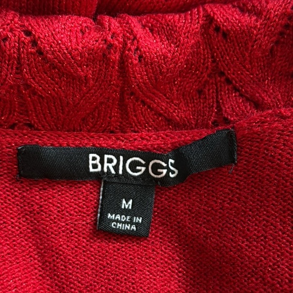 Briggs vintage red ruffle sweater medium sparkly Christmas holiday party winter - Picture 10 of 11